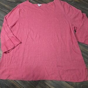 J.Jill Womens Linen/Cotton Open-Knit 3/4 Sleeve Sweater, Size XL‎